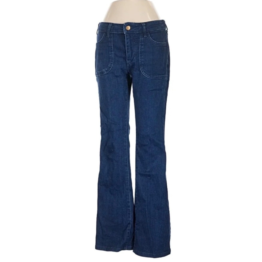 Pilcro and the Letterpress Dark Wash Flare Jeans Front Patch Pockets Size 27